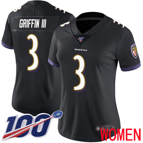 Baltimore Ravens Limited Black Women Robert Griffin III Alternate Jersey NFL Football 3 100th Season Vapor Untouchable